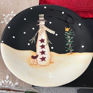 Midnight Snowman" dessert plates